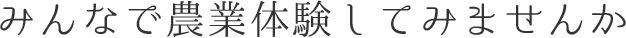 みんなで農業体験してみませんか